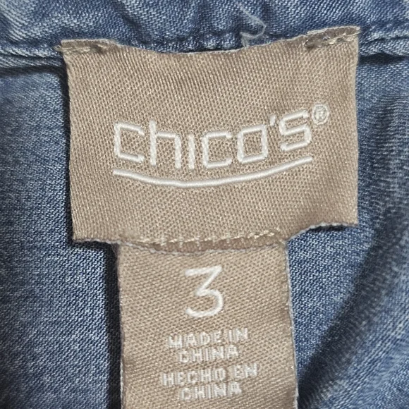 Chicos Chambray Pullon Blouse Loosefit Flowy Women's XL - Picture 6 of 9